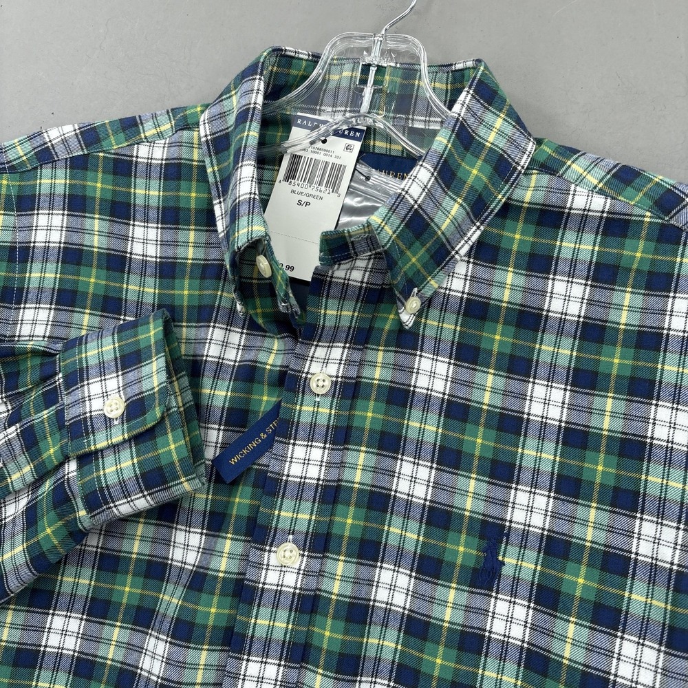 Ralph Lauren Shirt Mens S Green Tartan Plaid Performance Flannel Button Down NWT